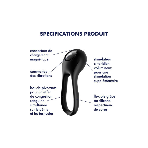 Cockring vibrant USB Majestic Duo Satisfyer 